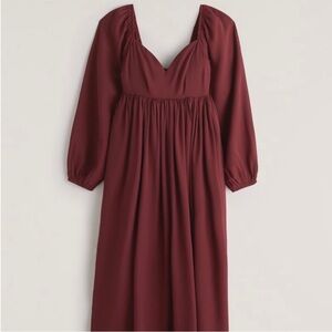 Abercrombie & Fitch Maroon Long Sleeve Midi Dress Size XS